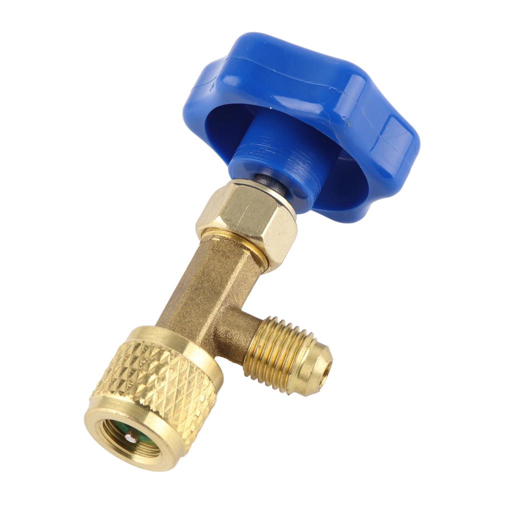 Universal Refrigerant Safety Valve Brass 1cm Diameter Cylinder Valve Replacement for Home Air Conditioner Yellow