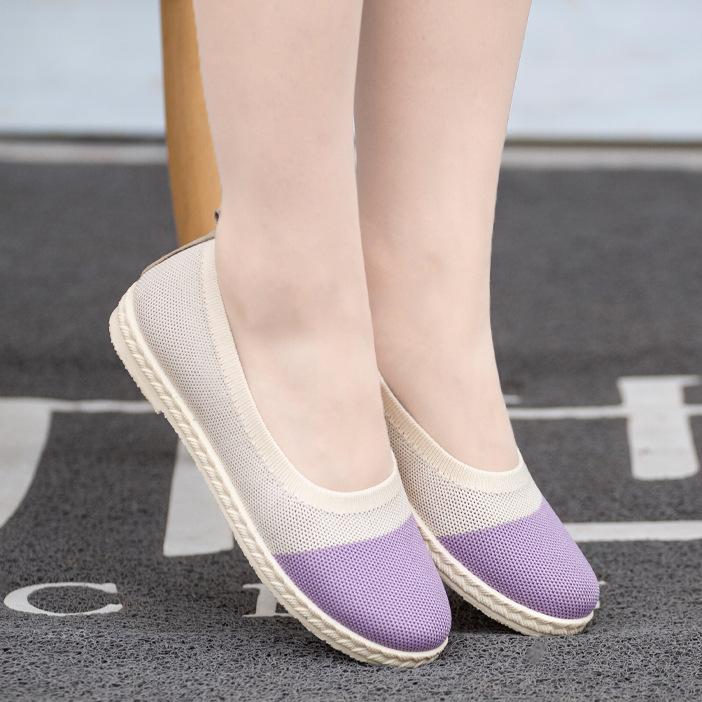 

Cloth shoes women s shoes spring and autumn new fly-woven breathable upper one pedal comfortable soft sole soft surface flat bottom casual mother shoe 40 фіолетовий