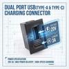 Dual Type C USB Receptacle Female Socket Connector Chassis Mount 2 Port Power Charging Adapter for Car Dashboard Auto Parts Kit