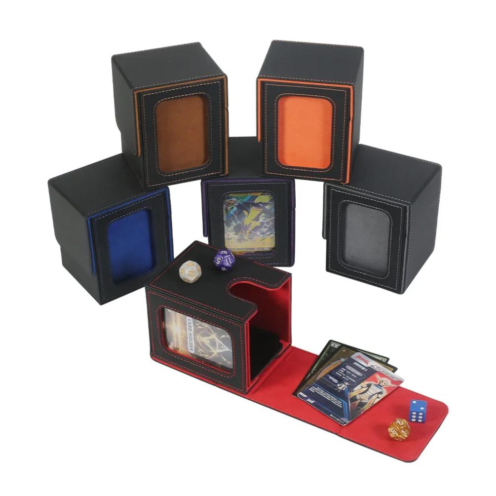 100+ Load Trading Card Deck Box mit Sichtfenster PU-Leder Magnetverschluss Spielkarten Aufbewahrungsbox für YuGiOh MTG Sportkarten