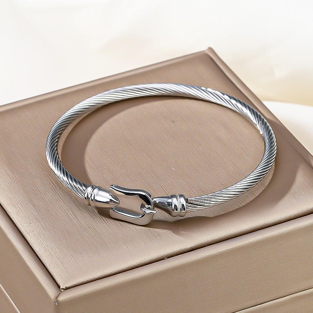 Европейский Ретро Браслет с Пряжкой-Подковой из Нержавеющей Стали Унисекс