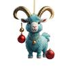 Auspicious Goat Theme Gifts 2D Acrylic Christmas Hanging Ornament, 3.15 Inch Farm Animal Xmas Tree Holiday Car Interior Decor Decoration for Rear View