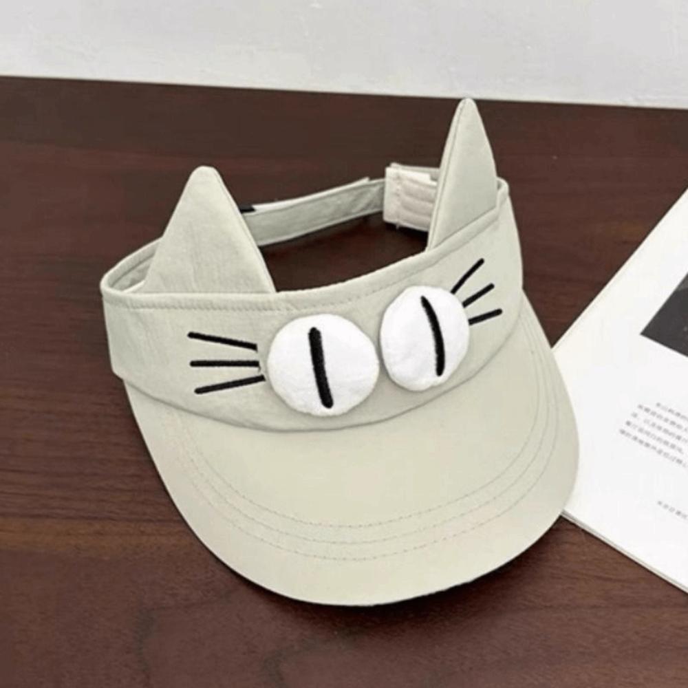 Quick-drying Sun Hat Sun Protection Empty Top Cap Funny Cat Ears Visor Cap Women Summmer