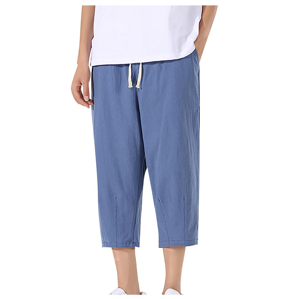 Men's Casual Loose And Comfortable Casual Pants Cotton Linen Drawstring Trousers