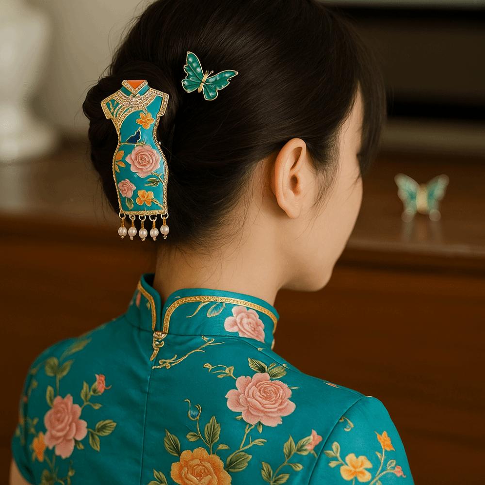 Pearl Cheongsam Design Hair Clip Tassels Metal Shark Clip Exquisite Chinese Style Hair Claw  Female