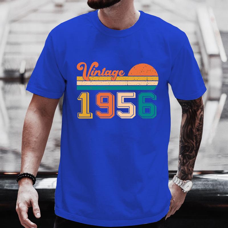 Unisexs Crew Neck Shirt Vintage 1956 Retro Sunset Stripes Graphic Tee Classic Birthday Gift Casual Short Sleeve Top For Party Wear