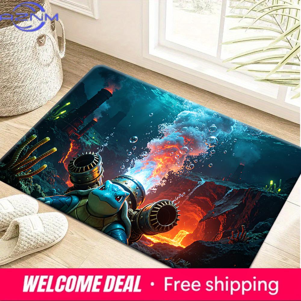 Blastoise Underwater Volcano Adventure Print Non-Slip Floor Mat Doormat 40x60cm