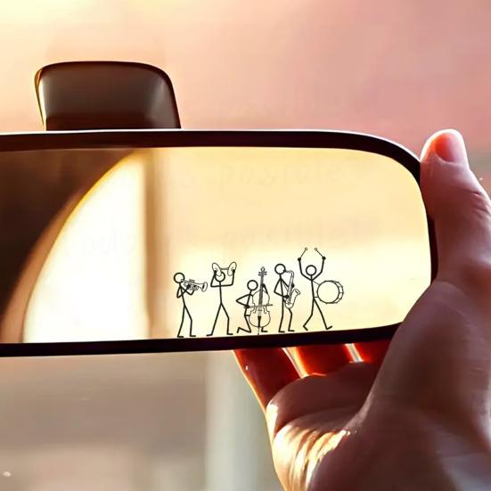 Yousheng The Stick Figure Band Rearview Mirror Decal, Simple PVC Car Rearview Mirror Stickers, Self Adhesive Stickers for Car Window Fuel Tank Cover