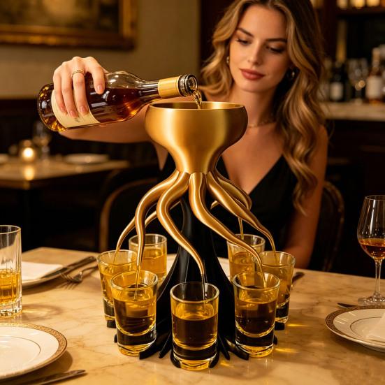 Dispenser di Vino, Forma di Polpo, con Scomparti a 6/8 Tentacoli Contenitore per Bevande, Divertente Accessorio da Bar Strumento per Cocktail per Feste e Riunioni