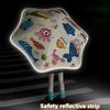 Safety Kids Umbrella With Reflective Strip Cute Rounded Corner Umbrellas With Funny Wheel UPF50+ Anti-UV Sun Rain Parasol