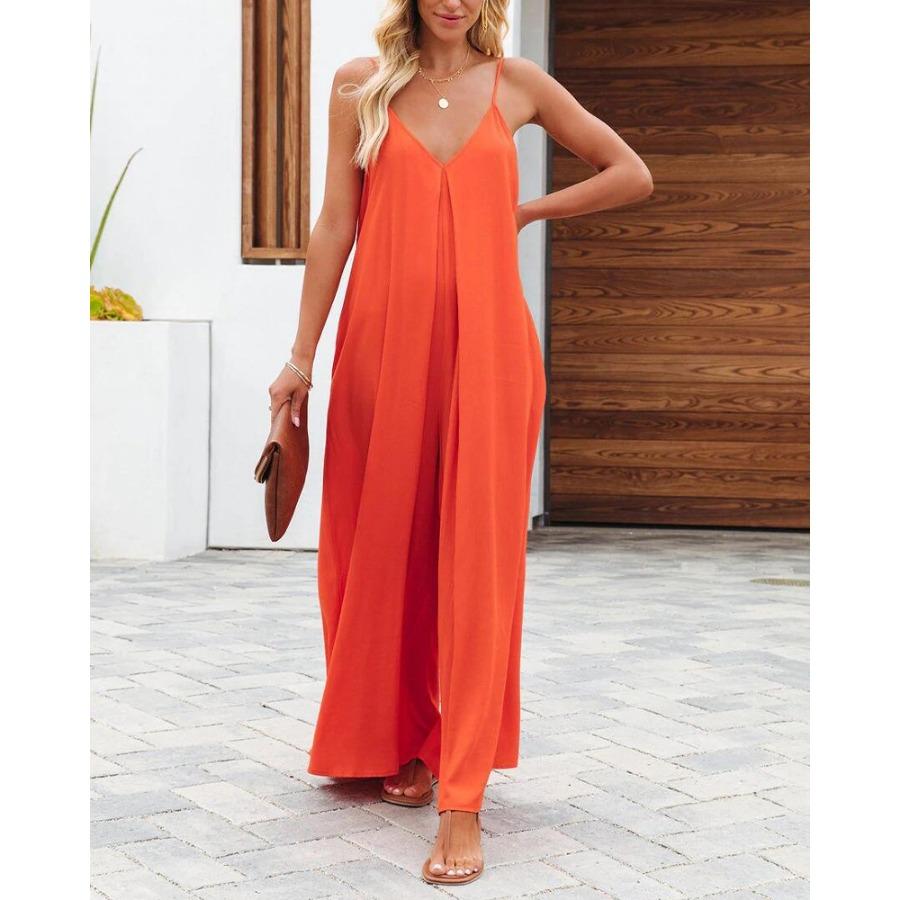 Monos casuales de mujer de verano sin mangas, monos holgados con tirantes ajustables, pantalones largos, petos con bolsillos