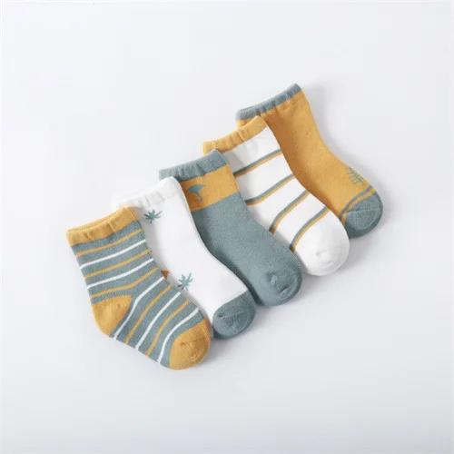 5Pairs/Set Kids Boys Girls Socks Spring Autumn Cotton Cartoon Print Toddler's Socks Infant Baby Clothes Accessories 0-3Years Old