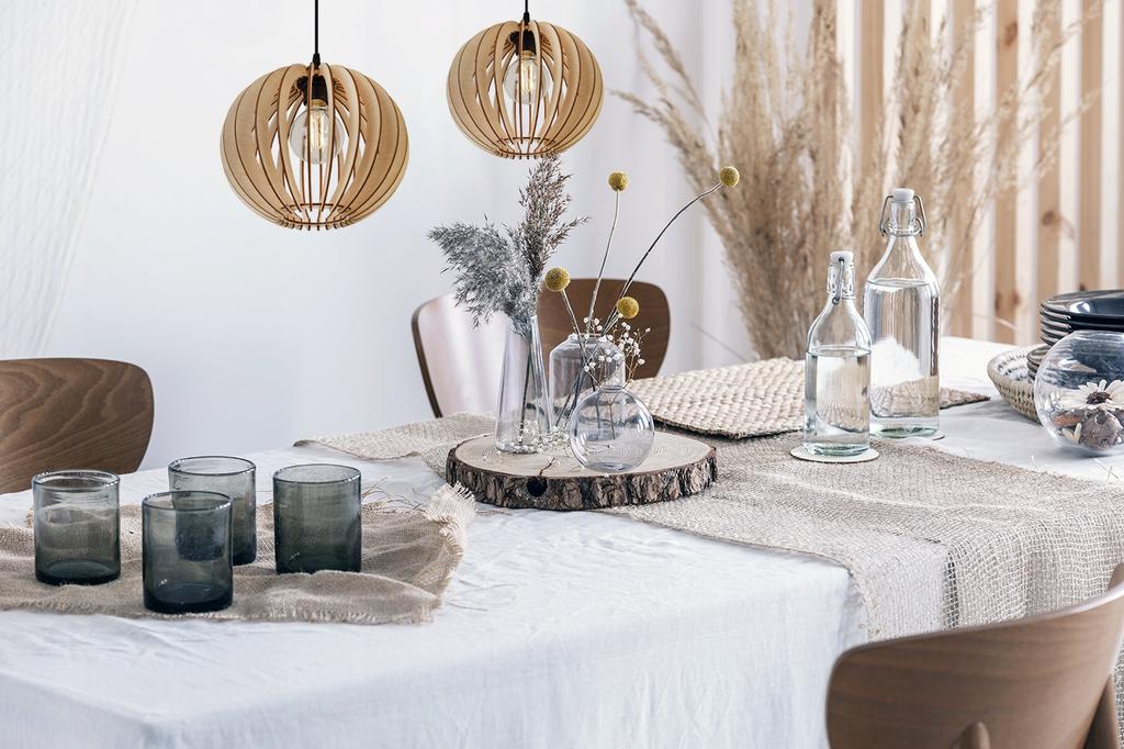 Hanging Lamp Made of Plywood, Spherical Lampshade, E27, Adjustable