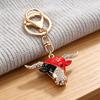 Creative Bull Head Keychain Alloy Animal Pendant with Colored Rhinestone Lobster Clasp Stylish Accessory for Keys Bags Backpacks Gift