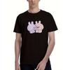 Asamimichaan Men'S Cute Rabbit Pattern T-Shirt | Soft Black T-Shirt with Pink-Eared Bunny Design - Breathable Casual Top, Ideal for Anime And Kawaii