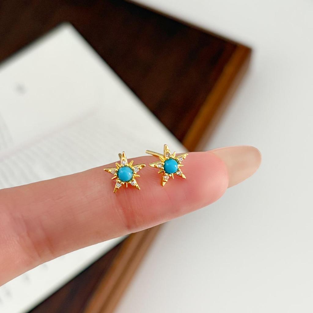 S925 Sterling Silver Star Stud Earrings with Zirconia – Simple, Versatile, and Exquisite Design