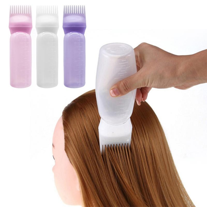Shampoo Brush Empty Hair Shampoo Bottle With Comb Teeth Salon Treatment Oil Perm Dye Bottle Color Plastic Dry Cleaning Bottle