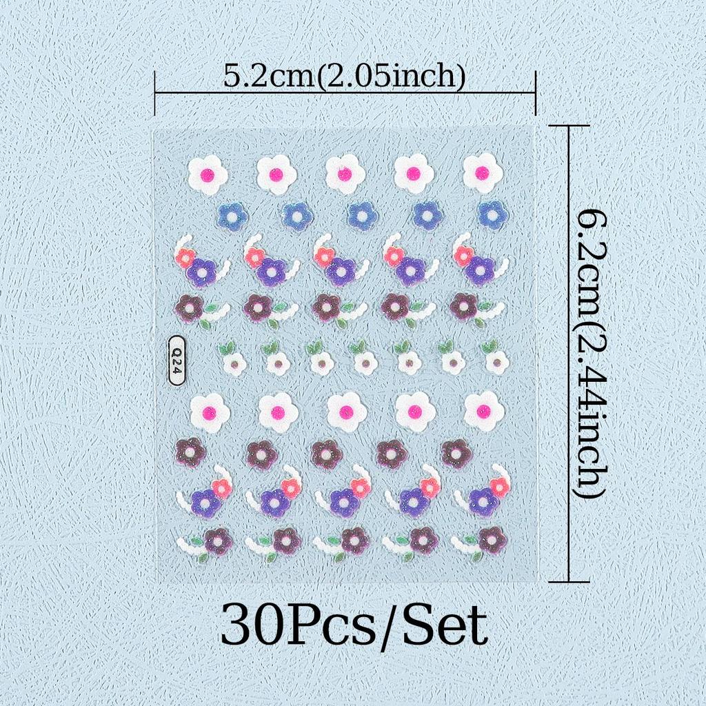 30 Sheet Summer Flower Nail Stickers Self Adhesive Nail Art Decoration Stickers Manicure Decor Supplies for Women and Girls