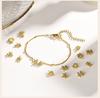 Charms Pave Initial Letter Bracelet, Paperclip Satellite Chain Stainless Steel Gold Plated, Handmade Jewelry for Women