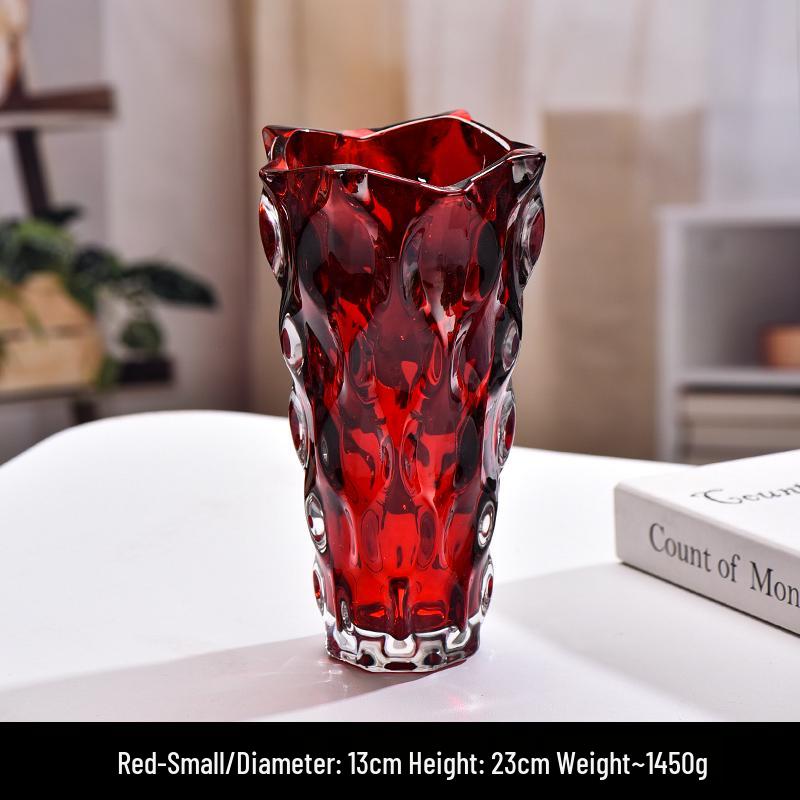 Vază Nordică din Sticlă de Cristal, Diametru Mare pentru Flori Proaspete și Plante Verzi, Decor Elegant pentru Casă și Hotel.