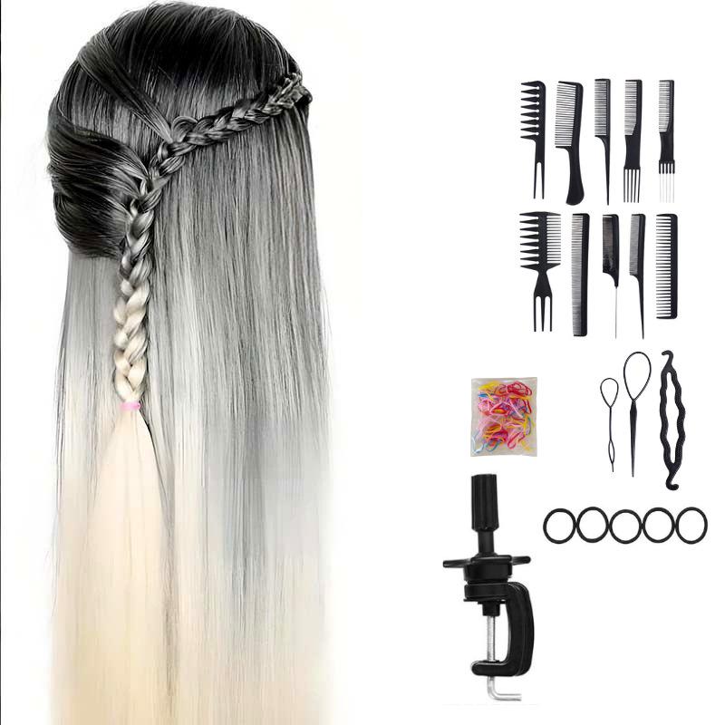 High Temperature Fiber Wig Mannequin Head for Hairdressing and Haircutting Training