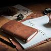 Vintage Leather Notebook - Loose-Leaf Kraft Journal with Strap, Soft Plain Cover Flip Diary Notepad