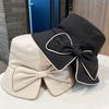 Korean versatile new bucket hat women's summer French bow sunshade sunscreen hat outdoor big eaves hat