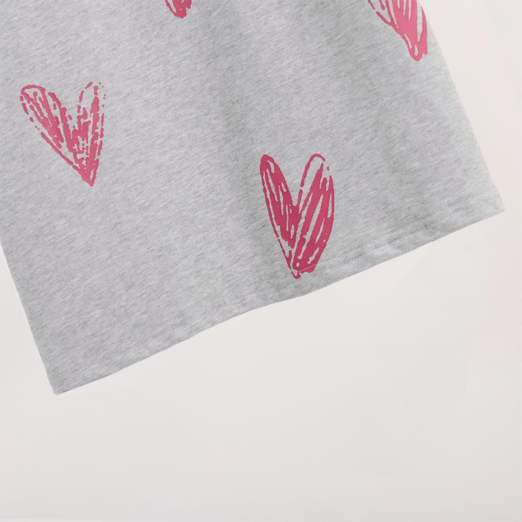 GMXIA Love Heart Print T-shirt Summer New Street Trend Hand-painted Love Heart Print Short-sleeved T-shirt