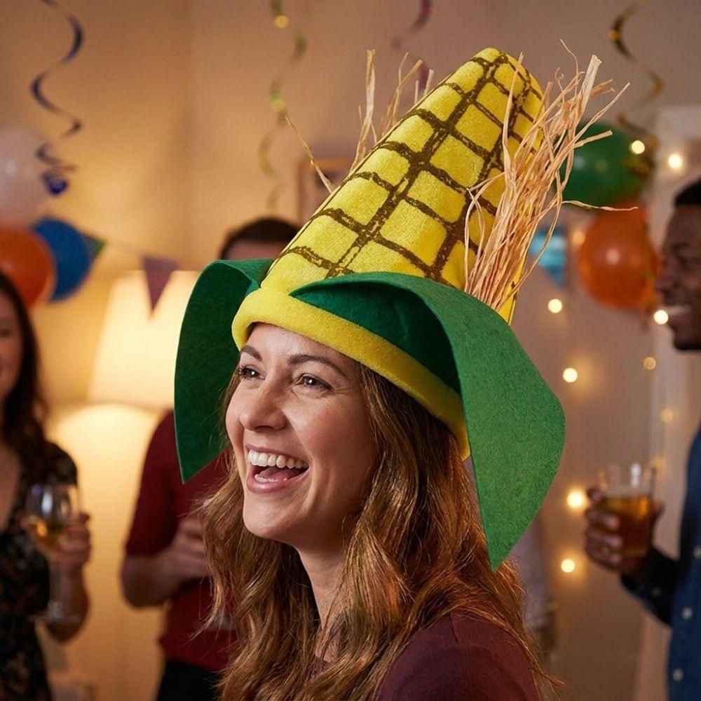 Comfortable Elastic Fit Corn Shaped Funny Party Hat Soft Felt Quirky Cosplay Cap  Halloween