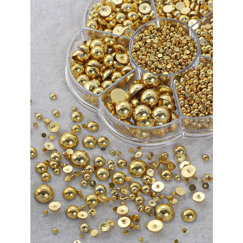 2000Pcs/Box Faux Pearl Nail Art Decoration Half Round Beads Nail Diy Jewelry Different Sizes Nail Charms Nail Art Supplies