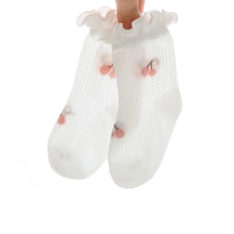 Ultra-Thin Mesh Baby Socks: Breathable and Loose-Fit Mid-Calf Lace Socks for Girls