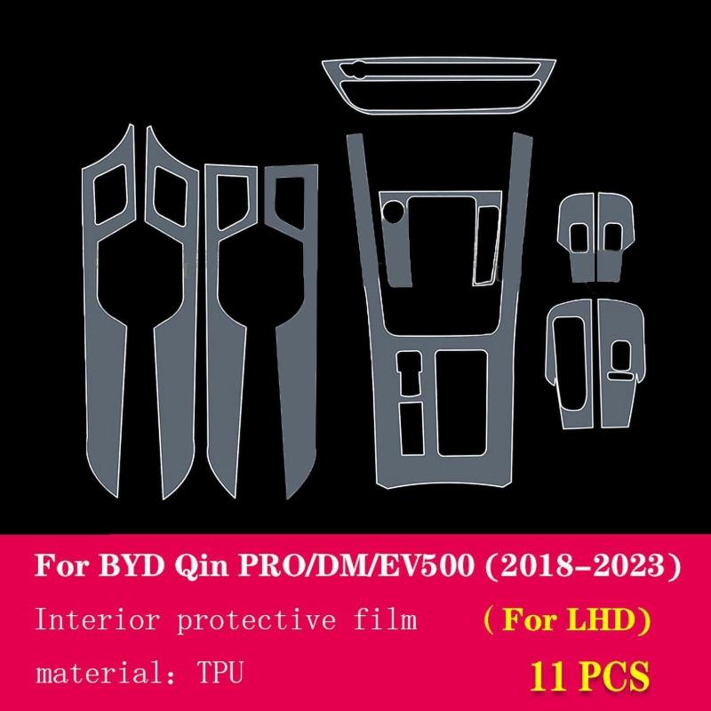 For BYD Qin Pro DM EV500 2018- Car Interior Center Console Transparent TPU Protective Film Anti-scratch Sticker