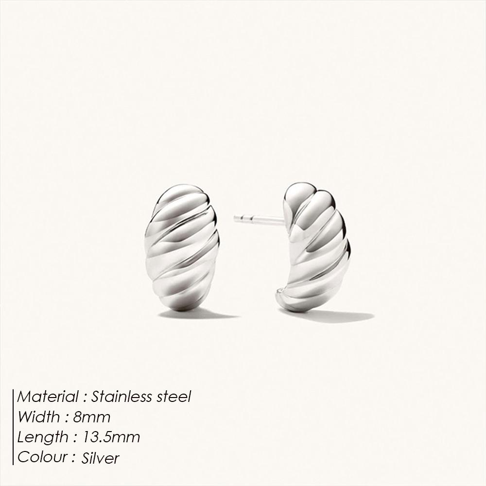 Emanco Earrings Are Fashionable and Creative Inns Simple Croissant Earrings Stainless Steel Twisted Trendy Accessories Earrings