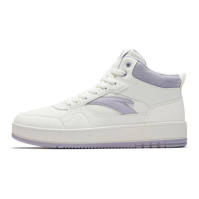 Year One High-Top Synthetic Leather Fabric Casual Fashion Versatile High-Top Shoes Women Shoes Ivory-White Light-Purple-Gray 922548083-1