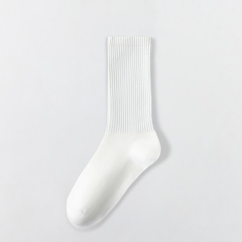 Women's Pure Cotton Mid-calf Socks, Pure Cotton Antibacterial, Deodorizing, Anti-pilling, All-cotton Solid Color, Comfortable