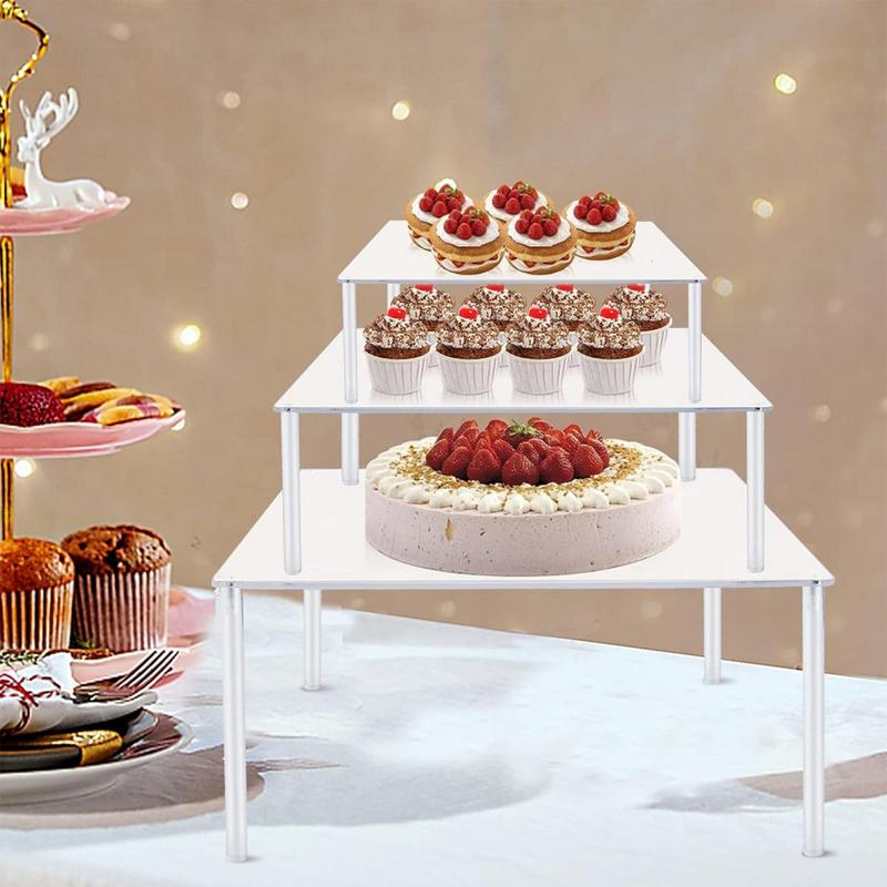 Acrylic Cake Display Stand Clear Cake Holder Square Dessert Display Riser 3 Pcs Cupcake Stand Acrylic Cake Display Stand For