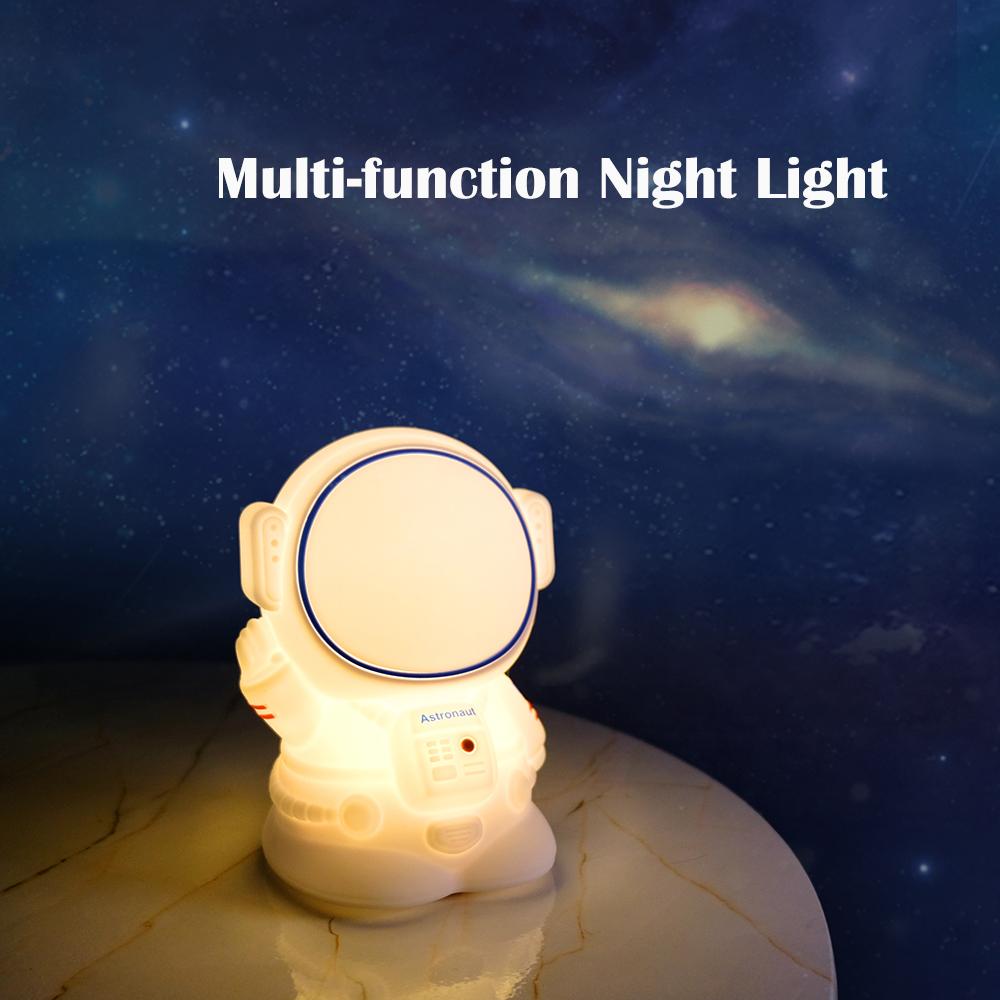 Cartoon-Astronauten-Silikon-Licht, LED-Nachtlicht, wiederaufladbar, mehrfarbige Ambiente-Lampe, Heimdekoration für Kinder, Urlaub