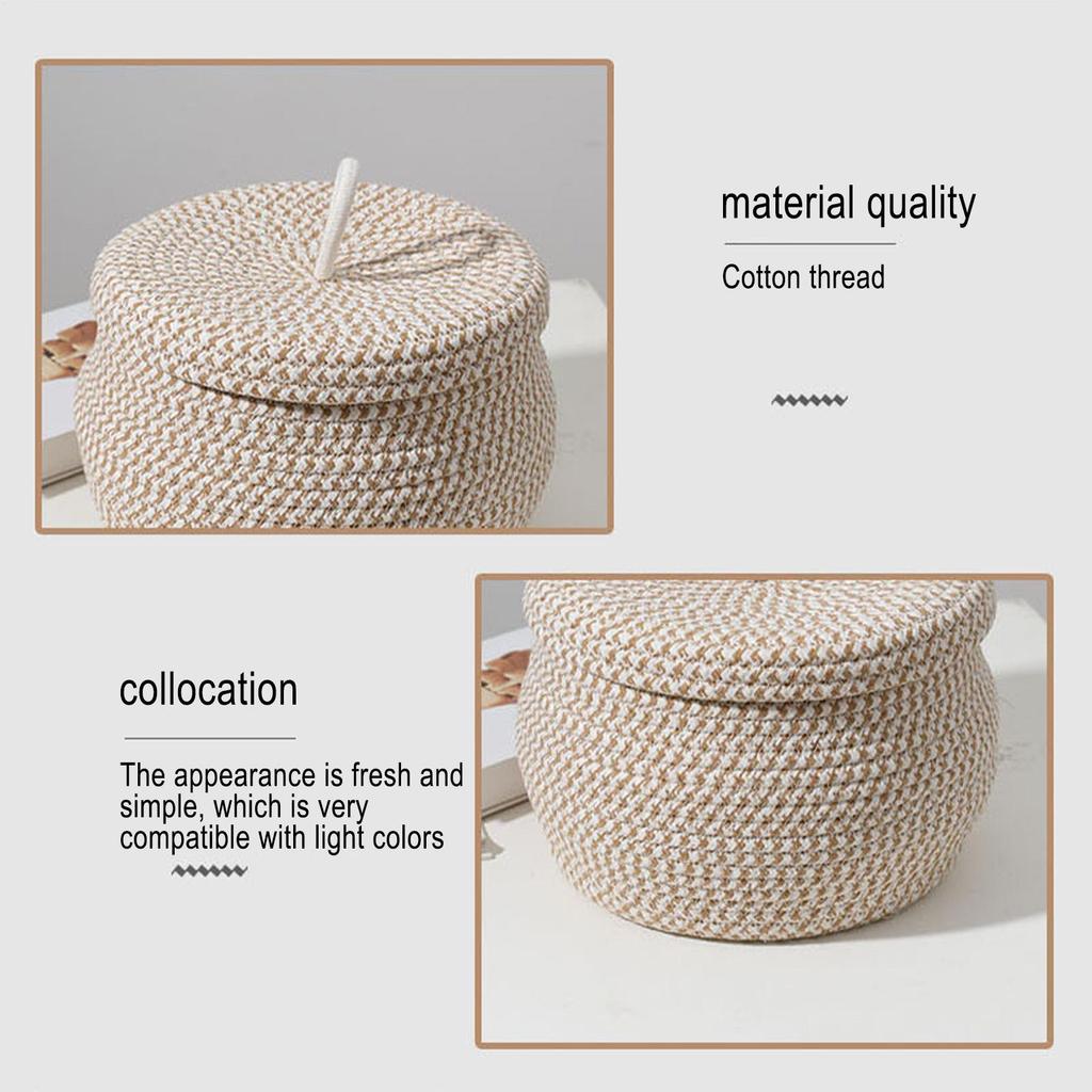 Cotton Rope Storage Baskets  With Lid Small Decorative Boxes For Ganization Baskets With Lids Woven Basket Desktop Organize