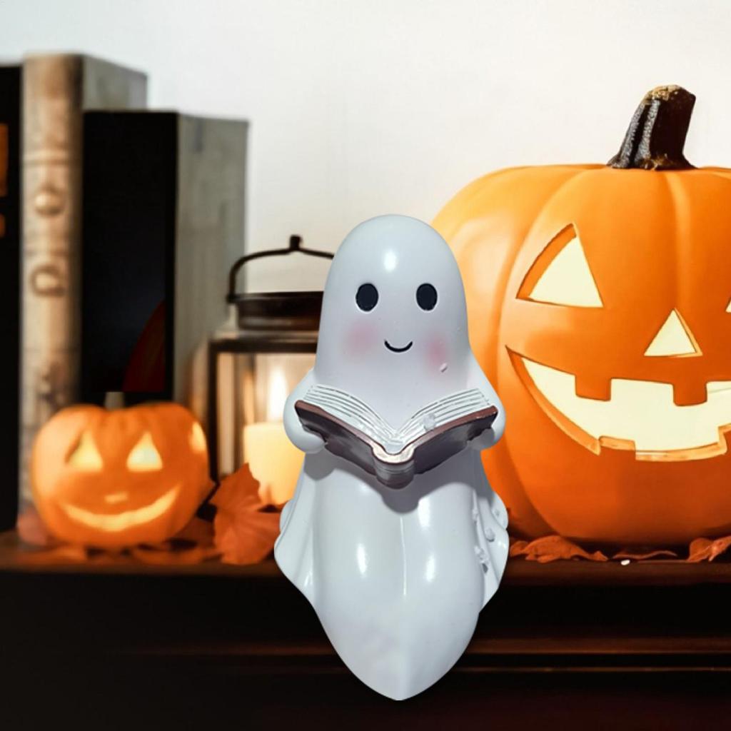 Halloween Ghost Lamp LED Night Light Cute Reading Ghost Ornament for Bedroom Desk Hoilday Home Party Decorations Halloween Gifts