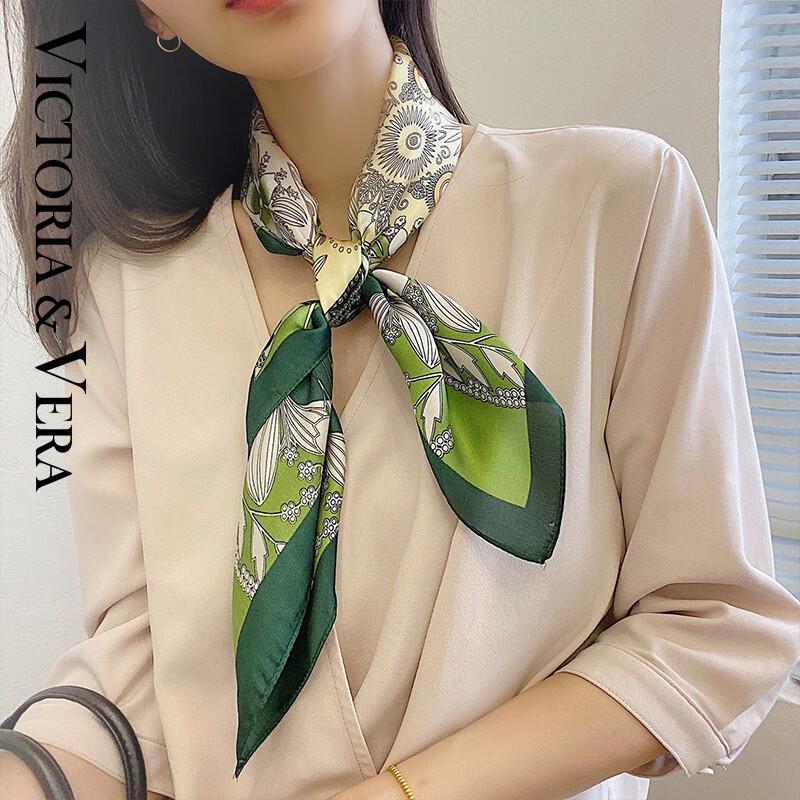 VICTORIA&VERA Spring/Summer Floral Print Mulberry Silk Scarf