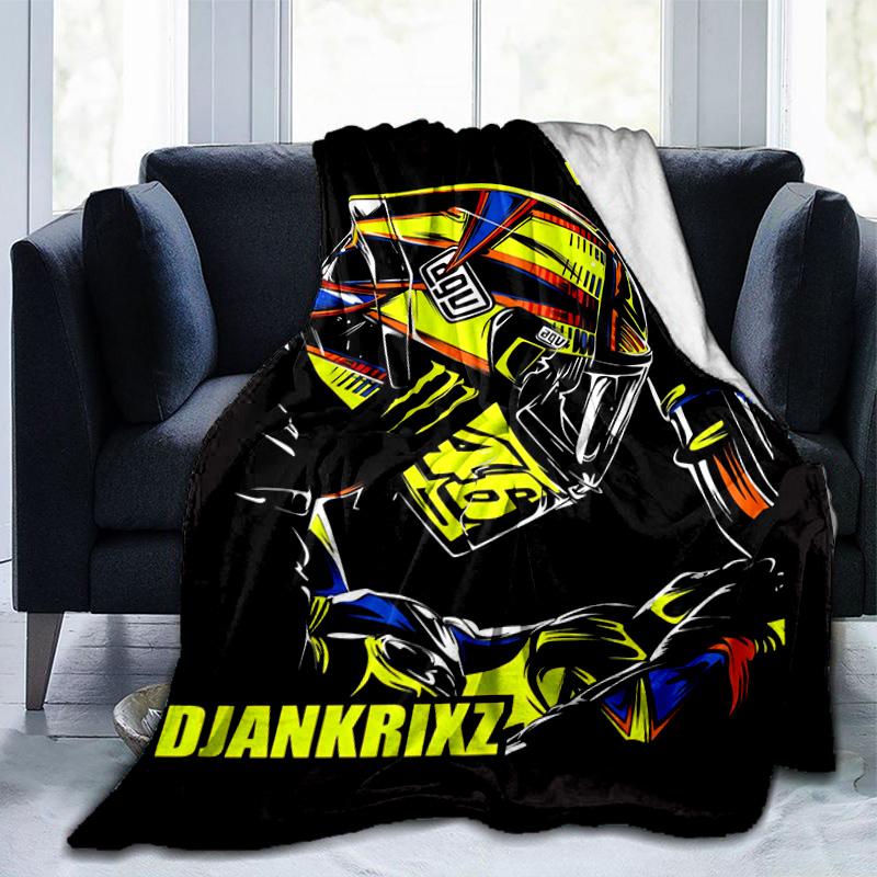 Rider Speeding Through Neon Light Blanket Suitable for Sofas, Beds, Offices, And Camping - Perfect Gift for Halloween Christmas