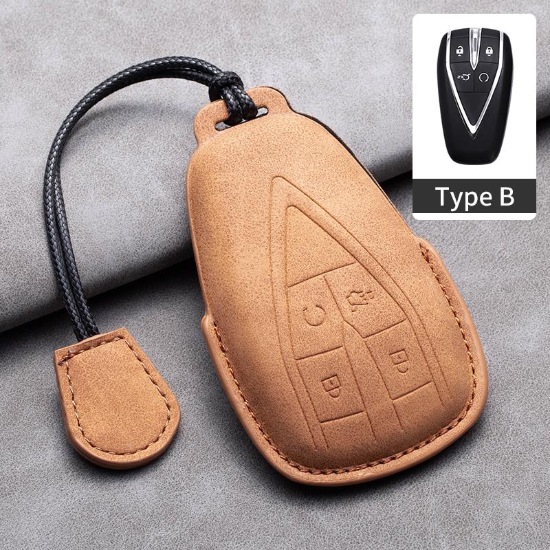 Leather Car Key Case Cover Fob For Changan CS35PLUS CS35 Plus CS55 PLUS CS75 PLUS Eado UNI-T UNI K Oushang X5 X7 EV 2019-2025
