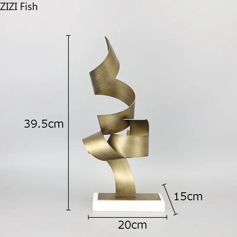 Creative Golden Streamer Marble Base Metal Statue Modern Design Living Room Furnishings Sculpture Desk Decoration Ornaments