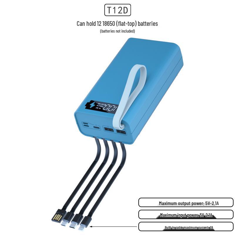 Solderless 4-Wire 12-Section 18650 Power Bank Kit with Ultra-Fast Disassembly