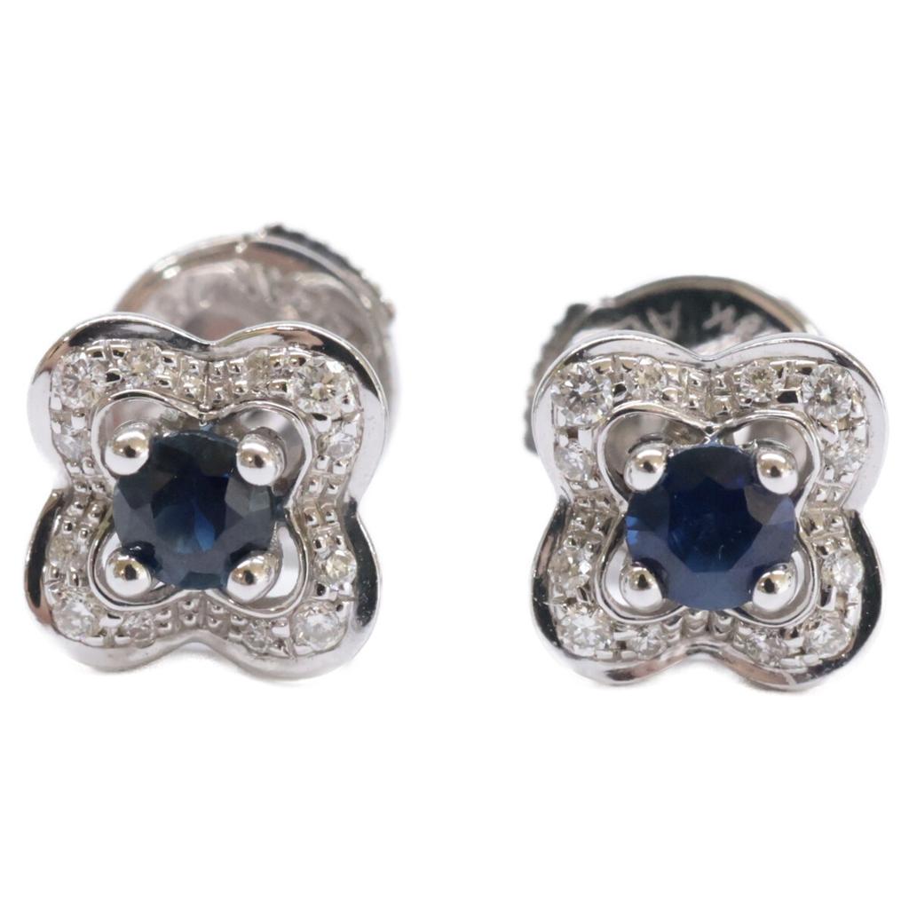 MAUBOUSSIN K18WG Diamond X Sapphire Chance of Love Studs Earring White goldUsed