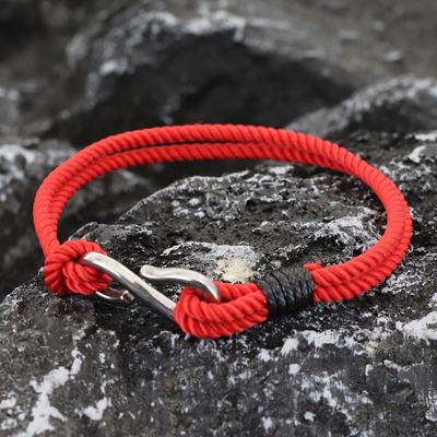 Pulseira de anzol de peixe em formato S, camada dupla, masculina e feminina, corda milanesa feita à mão, aço inoxidável, corda de mão, acessórios de joias de praia