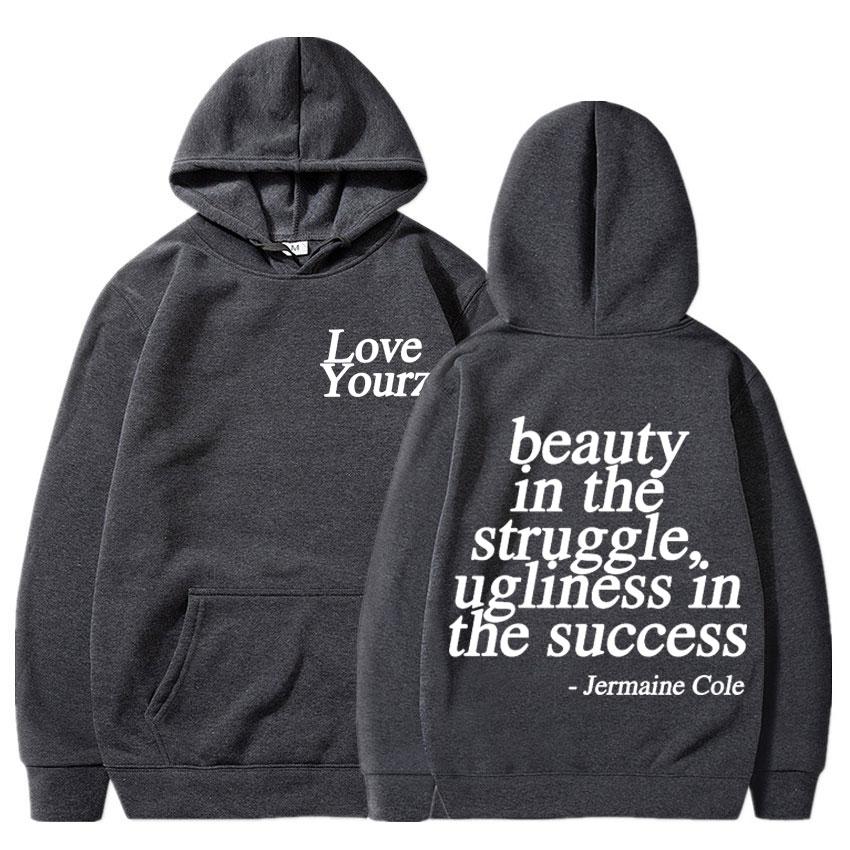 J Cole Dreamville Love Yourz Lyrics Print Hooded Vintage Fashion Sweatshirt Men Women Oversized Loose Hoodie Harajuku Streetwear