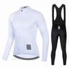 Long Sleeve Cycling Jersey Set Quick Dry Unisex Bib Pants Fleece Lined Outdoor Bike Team Wear