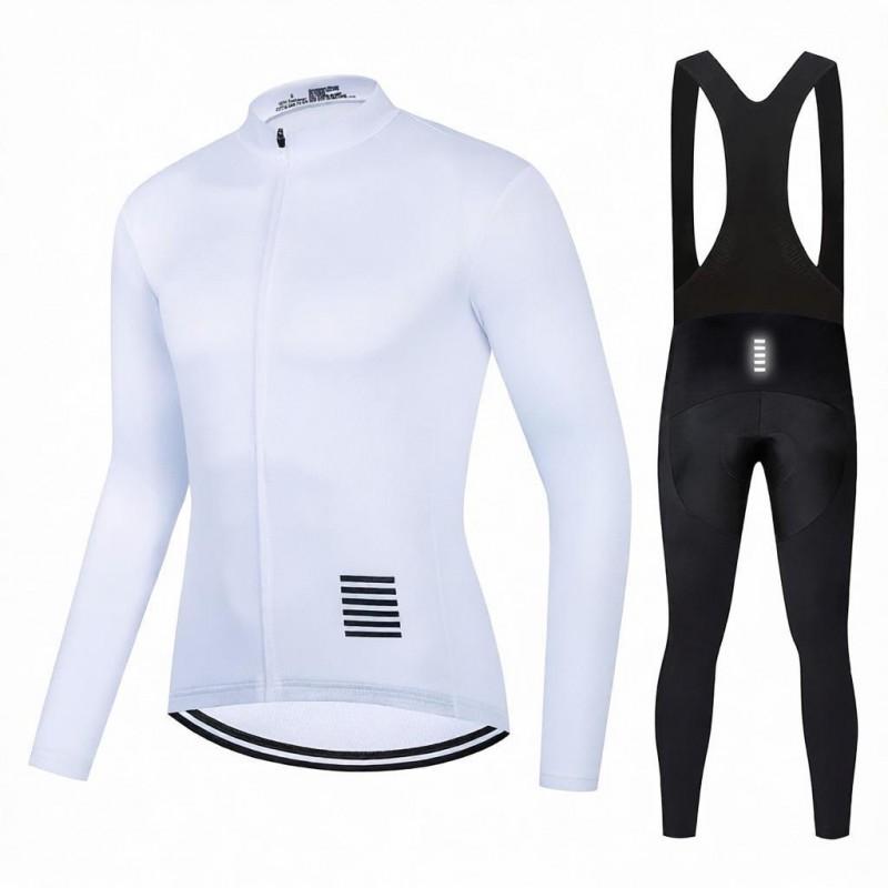 Long Sleeve Cycling Jersey Set Quick Dry Unisex Bib Pants Fleece Lined Outdoor Bike Team Wear