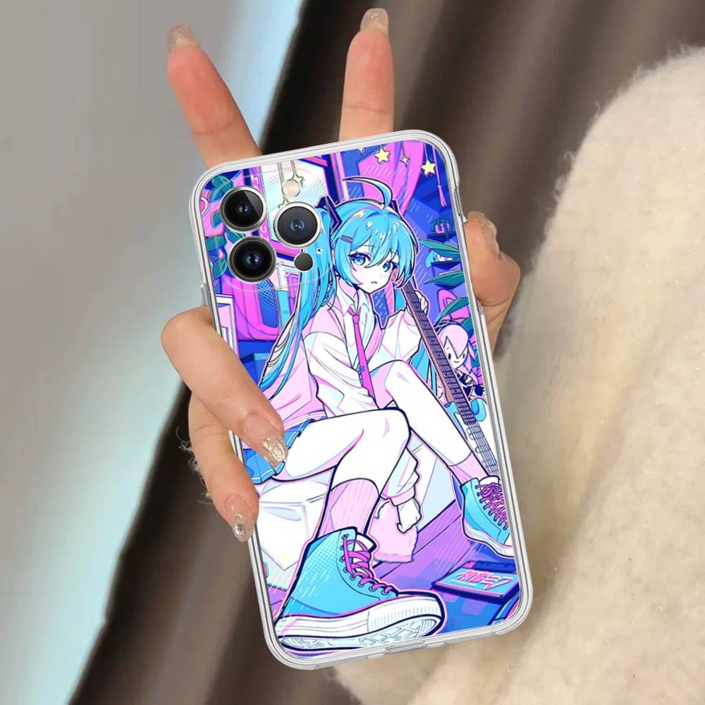Hatsun M-MikuES Anime Für IPhone 11 12 13 14 15 16 17 Pro Max Plus 13 Mini Silikon Weich Transparent Rückseite